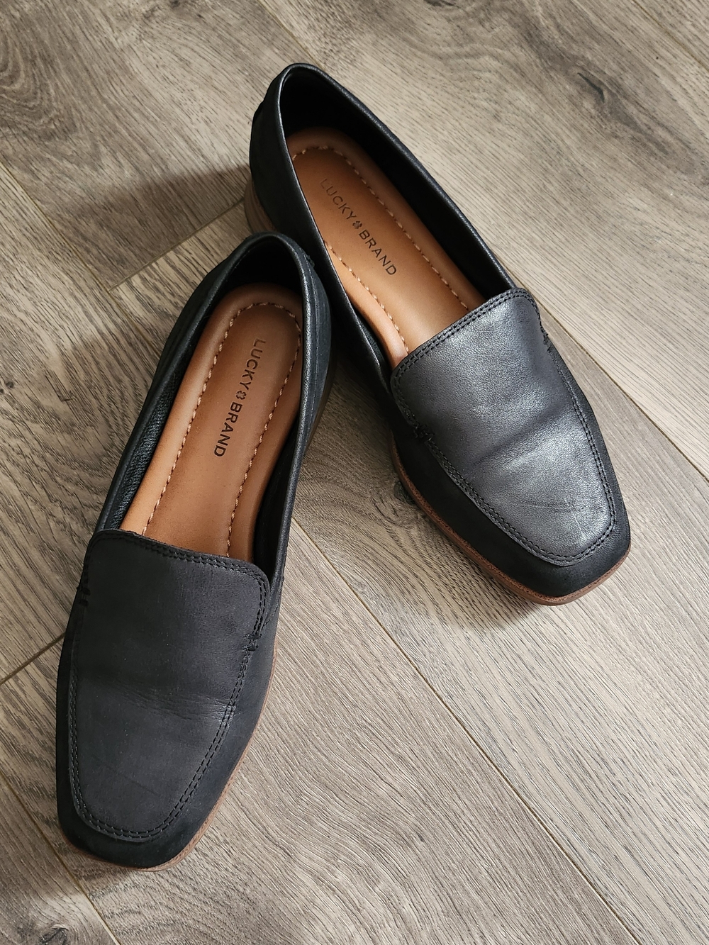 Lucky Brand Women’s Black Leather Slip-On Loafers